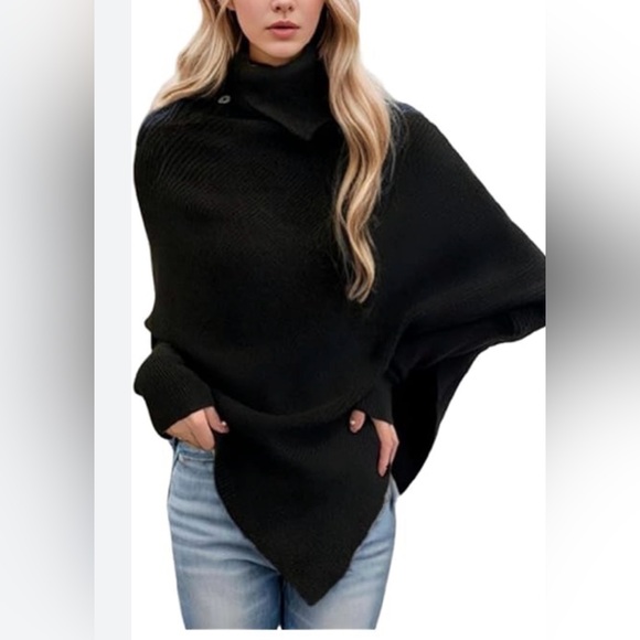 Sweaters - Gray Asymmetrical wool Poncho